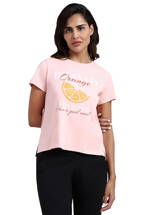 Van Heusen Women Printed Cotton Lounge T Shirt - Relax Fit, Round Neck, Short Sleeve 55432 - Image 2