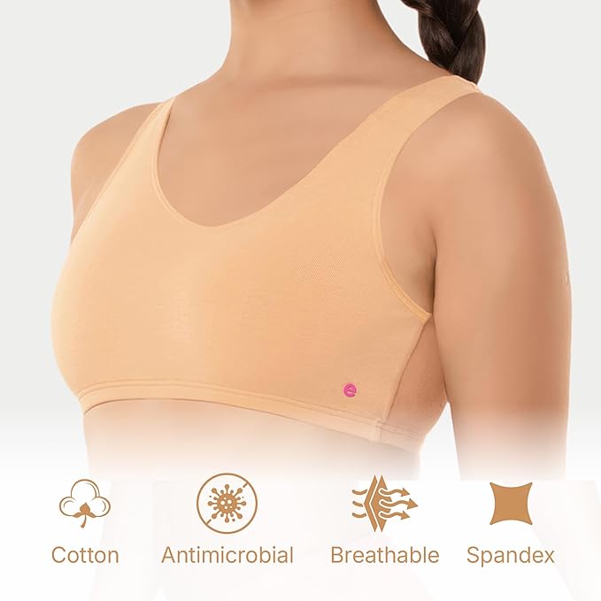 Enamor Innovations Easy Fit, Antimicrobial, Front Double Layer, Women's Cotton Beginner's Bra - Pop-On Style, Non Padded, Wirefree, High Coverage - BB01 - Image 15