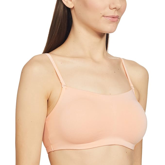 Enamor Moulded Double Layer Front Women's Cotton Cami Bra - Detachable Slim Straps with Back Keyhole, Non Padded, Wirefree, High Coverage - A022 - Image 16