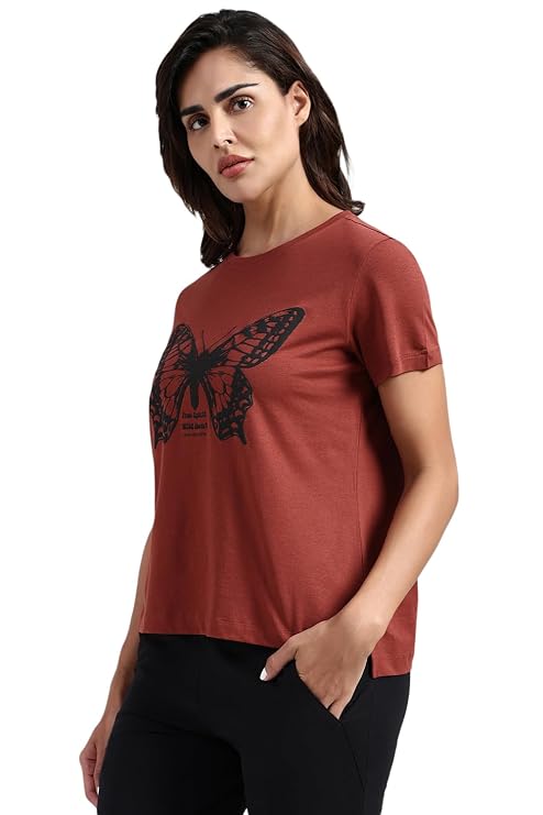 Van Heusen Women Printed Cotton Lounge T Shirt - Relax Fit, Round Neck, Short Sleeve 55432 - Image 9