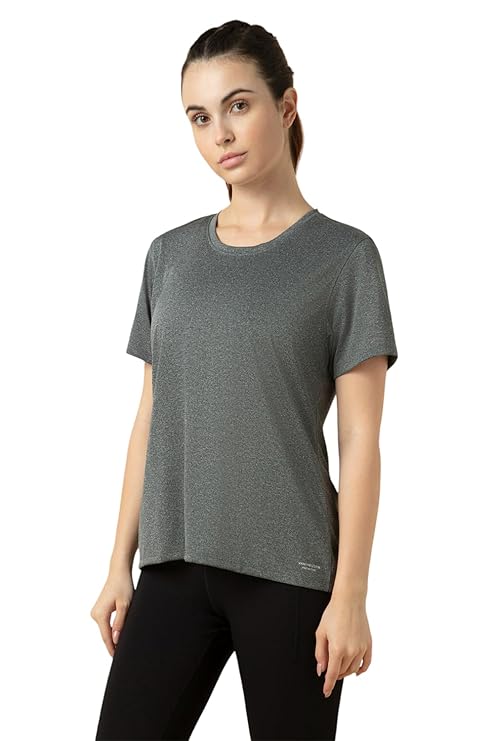 Van Heusen Women's Polyester Relaxed Fit Pro Active Anti Bacterial Sports T Shirt - Relax Fit, Round Neck, Short Sleeve-88416