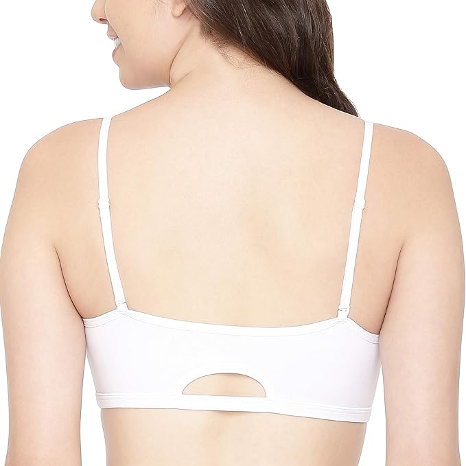Enamor Moulded Double Layer Front Women's Cotton Cami Bra - Detachable Slim Straps with Back Keyhole, Non Padded, Wirefree, High Coverage - A022 - Image 10