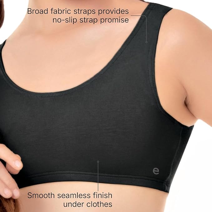 Enamor Innovations Easy Fit, Antimicrobial, Front Double Layer, Women's Cotton Beginner's Bra - Pop-On Style, Non Padded, Wirefree, High Coverage - BB01 - Image 7