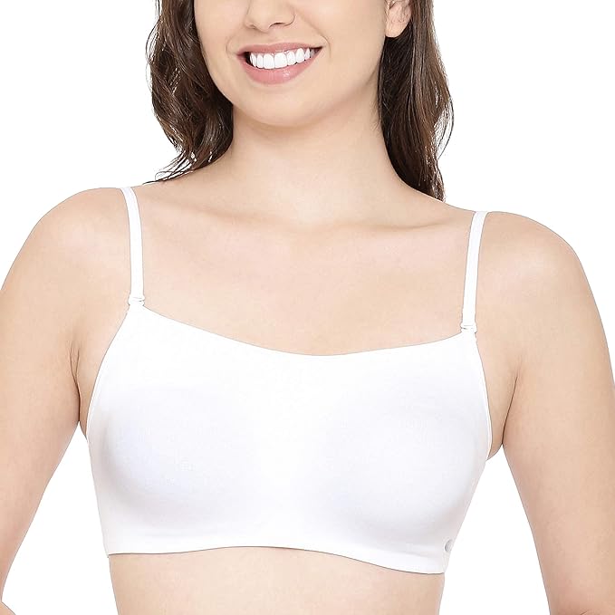 Enamor Moulded Double Layer Front Women's Cotton Cami Bra - Detachable Slim Straps with Back Keyhole, Non Padded, Wirefree, High Coverage - A022 - Image 7