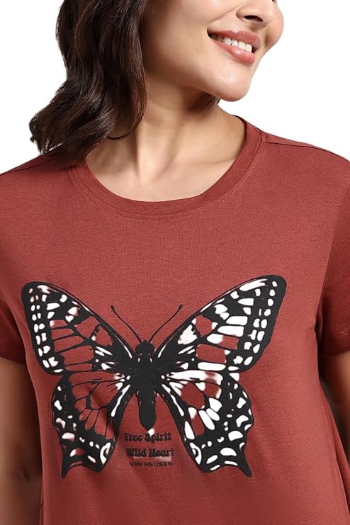 Van Heusen Women Printed Cotton Lounge T Shirt - Relax Fit, Round Neck, Short Sleeve 55432 - Image 14