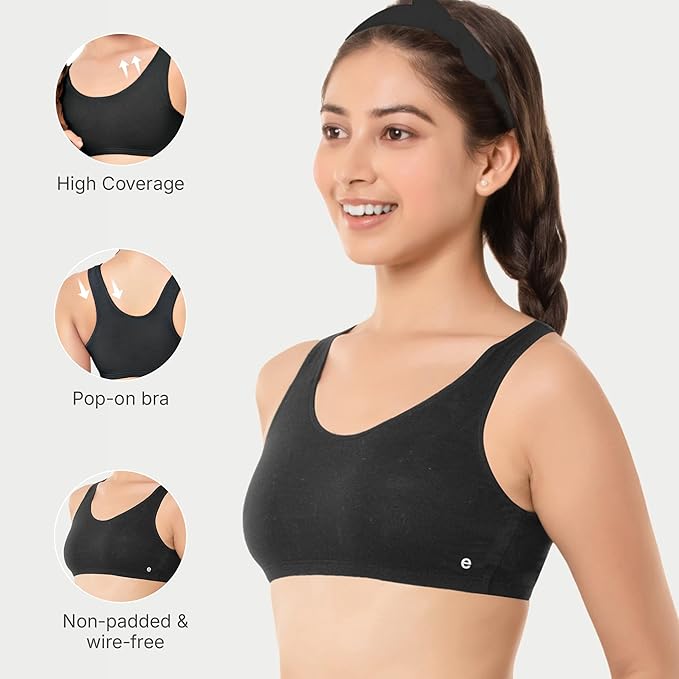 Enamor Innovations Easy Fit, Antimicrobial, Front Double Layer, Women's Cotton Beginner's Bra - Pop-On Style, Non Padded, Wirefree, High Coverage - BB01 - Image 9