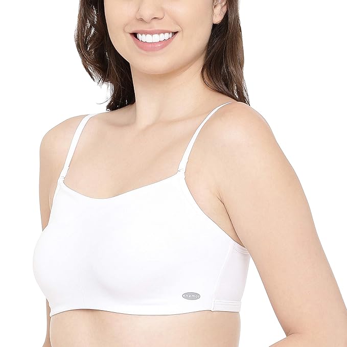 Enamor Moulded Double Layer Front Women's Cotton Cami Bra - Detachable Slim Straps with Back Keyhole, Non Padded, Wirefree, High Coverage - A022 - Image 8