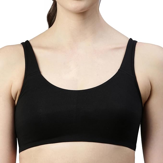 Enamor  Low Impact Cotton Sports Bra - Non-Padded • Wirefree -SB06