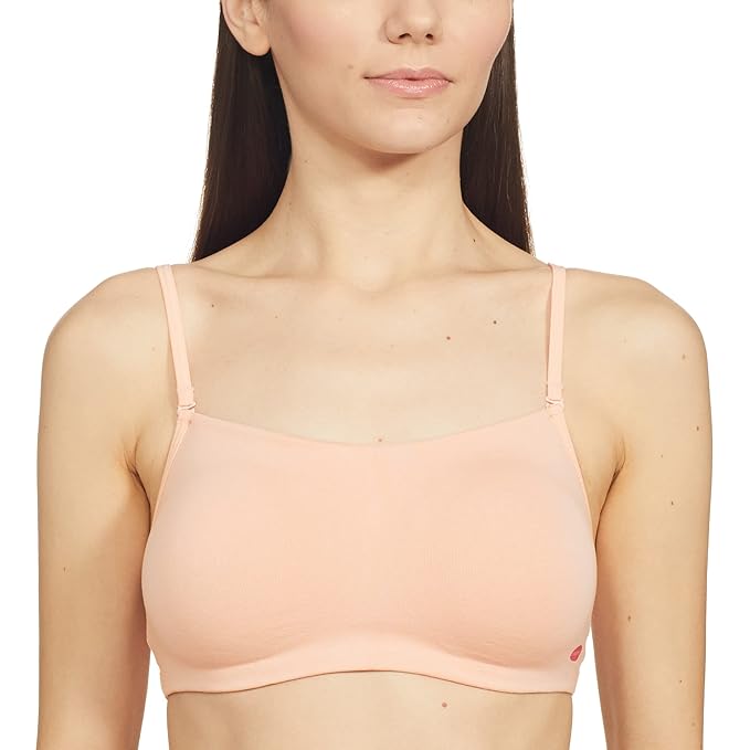 Enamor Moulded Double Layer Front Women's Cotton Cami Bra - Detachable Slim Straps with Back Keyhole, Non Padded, Wirefree, High Coverage - A022 - Image 18