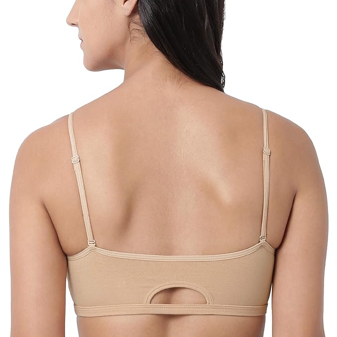 Enamor Moulded Double Layer Front Women's Cotton Cami Bra - Detachable Slim Straps with Back Keyhole, Non Padded, Wirefree, High Coverage - A022 - Image 13