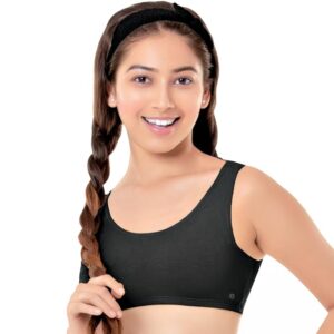 Enamor Innovations Easy Fit, Antimicrobial, Front Double Layer, Women's Cotton Beginner's Bra - Pop-On Style, Non Padded, Wirefree, High Coverage - BB01