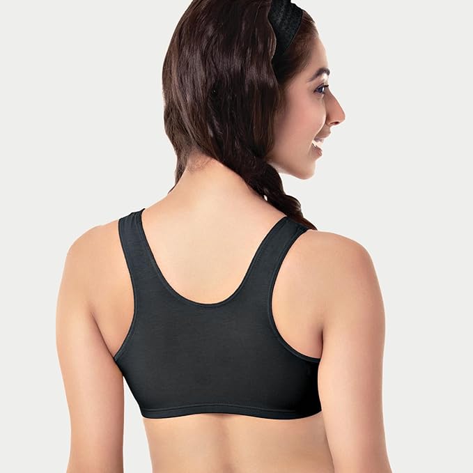 Enamor Innovations Easy Fit, Antimicrobial, Front Double Layer, Women's Cotton Beginner's Bra - Pop-On Style, Non Padded, Wirefree, High Coverage - BB01 - Image 11
