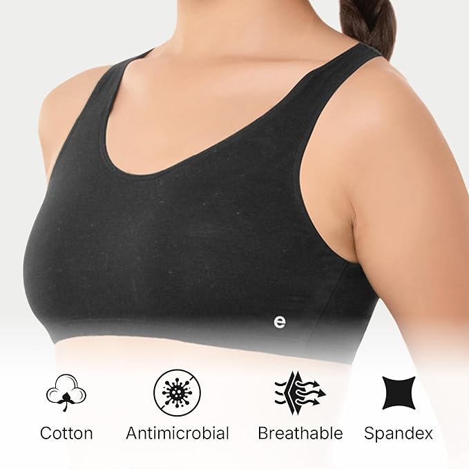 Enamor Innovations Easy Fit, Antimicrobial, Front Double Layer, Women's Cotton Beginner's Bra - Pop-On Style, Non Padded, Wirefree, High Coverage - BB01 - Image 10