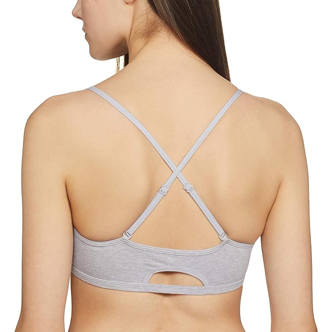 Enamor Moulded Double Layer Front Women's Cotton Cami Bra - Detachable Slim Straps with Back Keyhole, Non Padded, Wirefree, High Coverage - A022 - Image 22