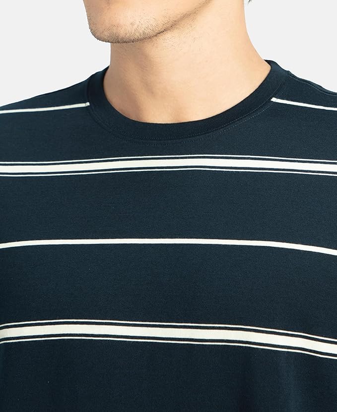 Jockey 2715 Men's Super Combed Cotton Rich Striped Regular Fit Round Neck Half Sleeve T-Shirt - Image 6