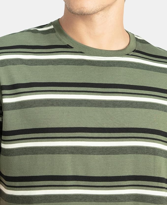Jockey 2715 Men's Super Combed Cotton Rich Striped Regular Fit Round Neck Half Sleeve T-Shirt - Image 9